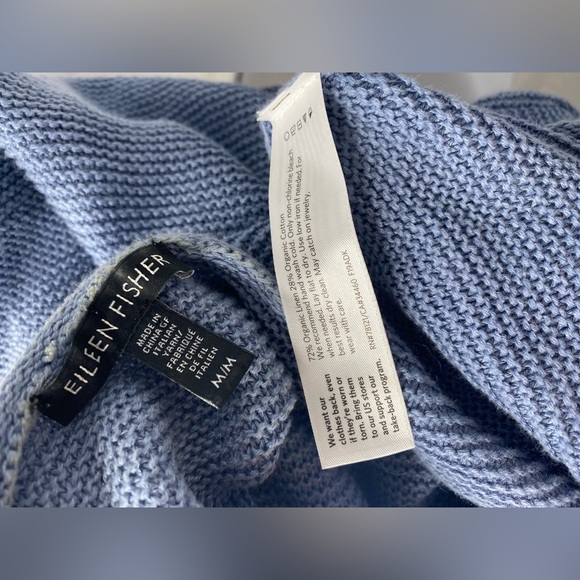 EILEEN FISHER Organic Linen & Cotton Blue Women's Tunic Top - Picture 7 of 8